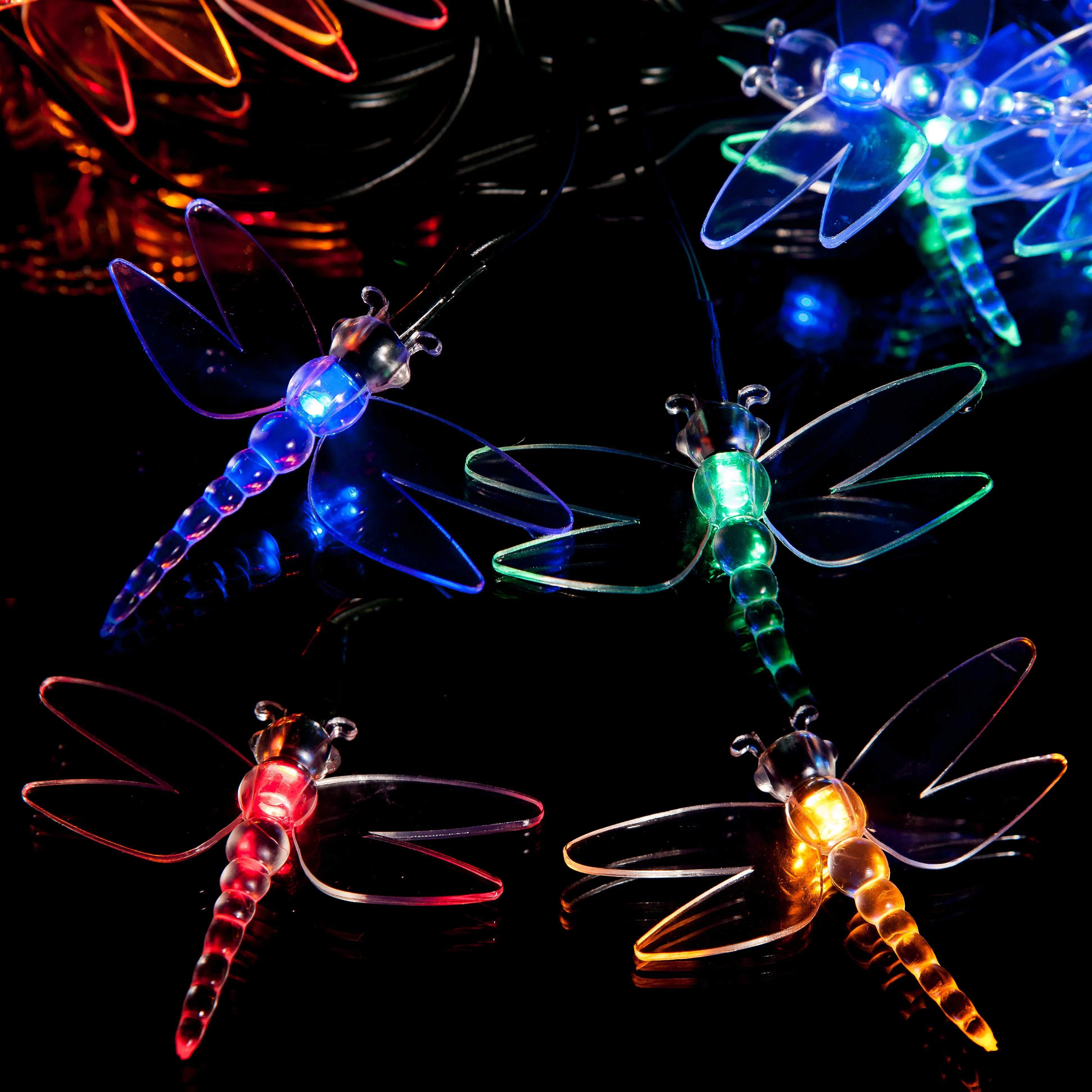 100 Multi-Colour LED Dragonfly Solar Fairy Lights