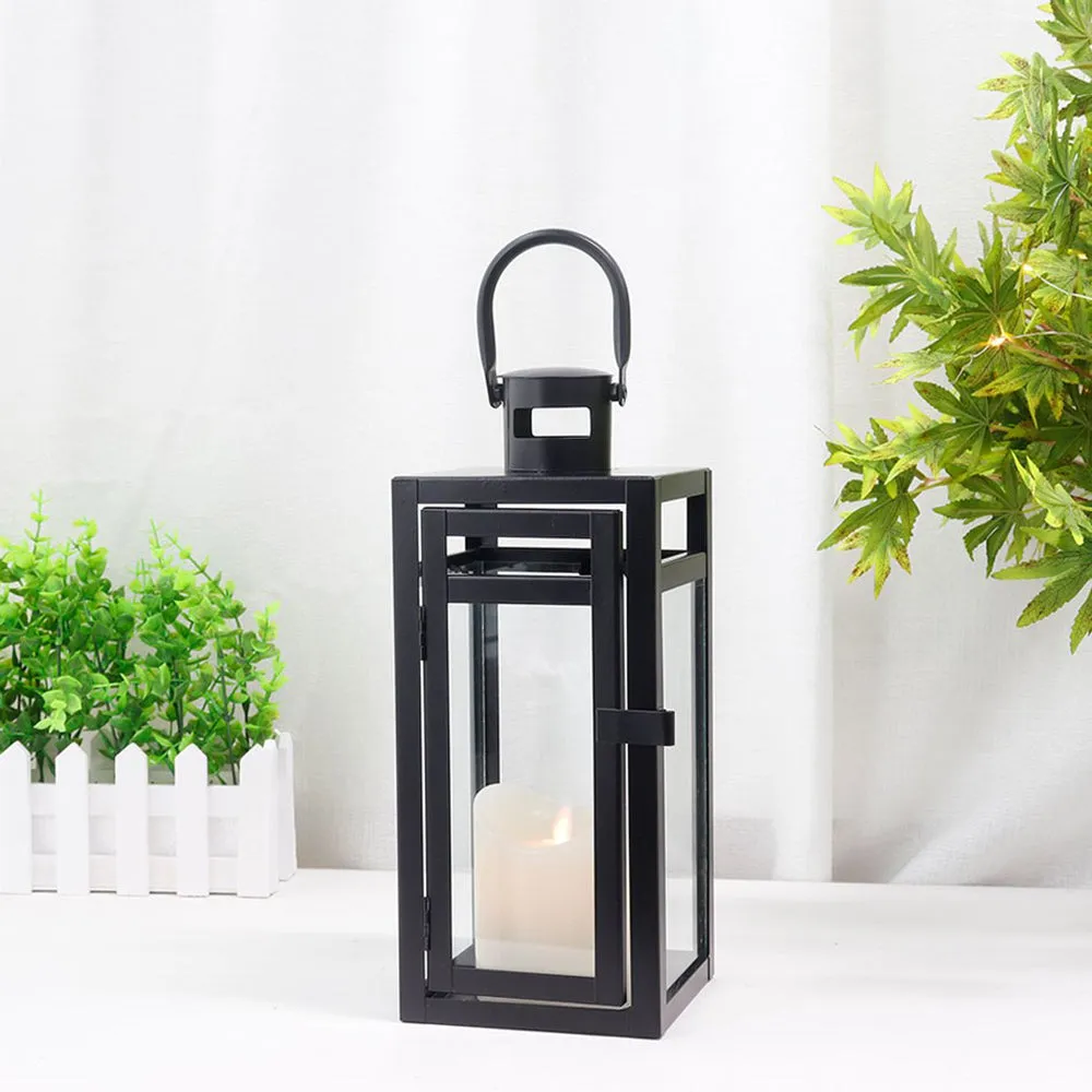 12'' High Metal Decorative Candle Lantern (Black)