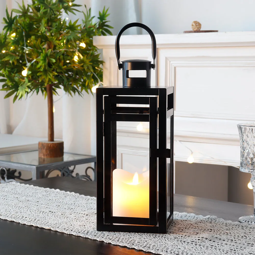 12'' High Metal Decorative Candle Lantern (Black)