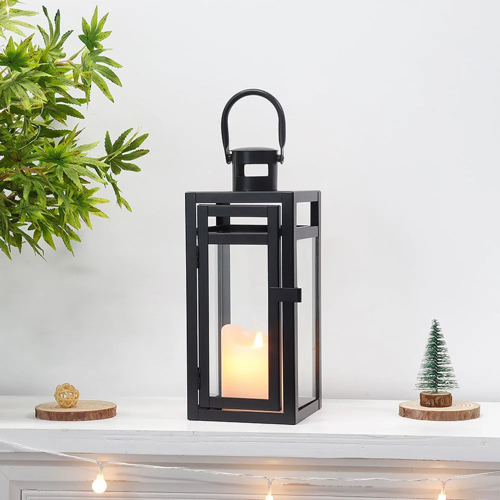 12'' High Metal Decorative Candle Lantern (Black)