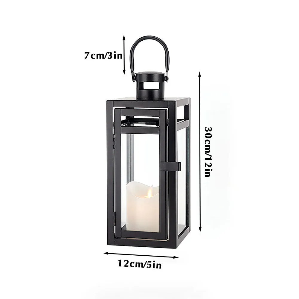 12'' High Metal Decorative Candle Lantern (Black)