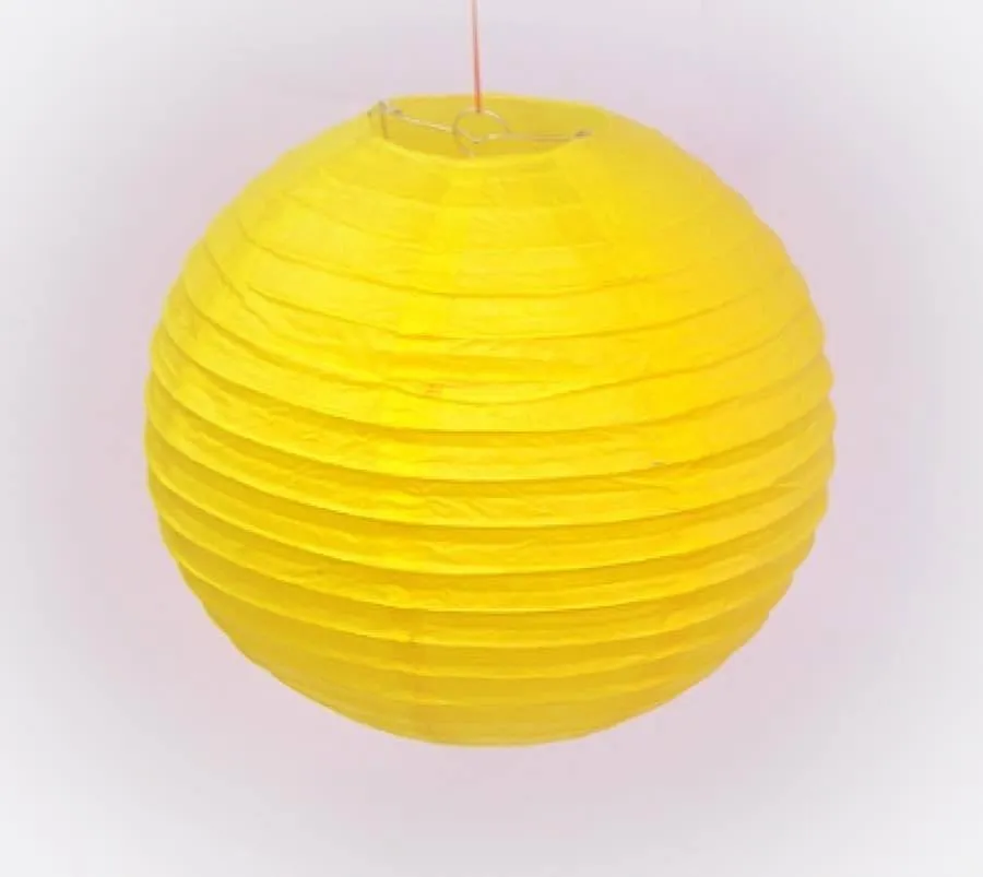 12 Inch Yellow Round Lantern with LED light / no led light