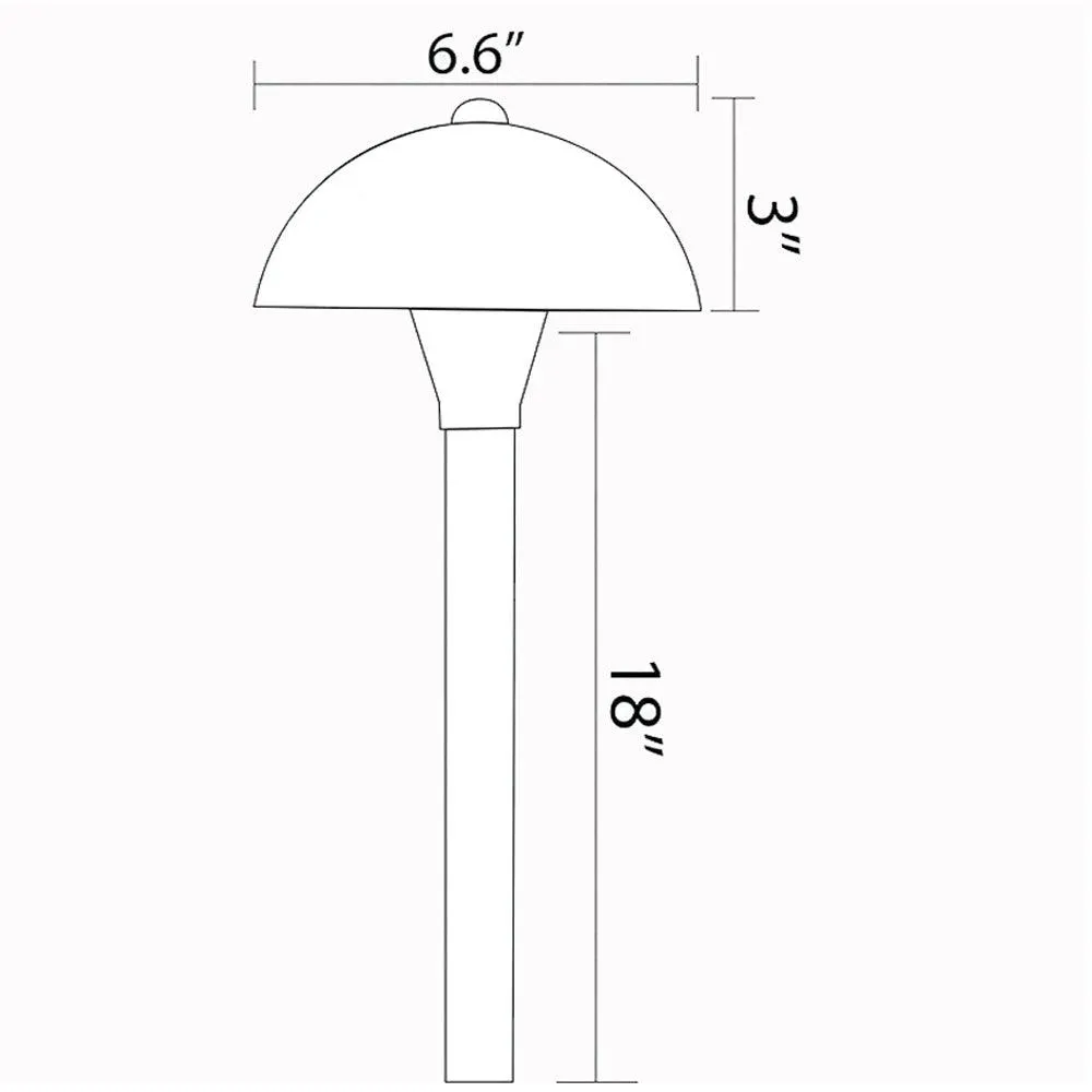 12V Landscape Mushroom LED Path Light 18" 3W 3000K Brass