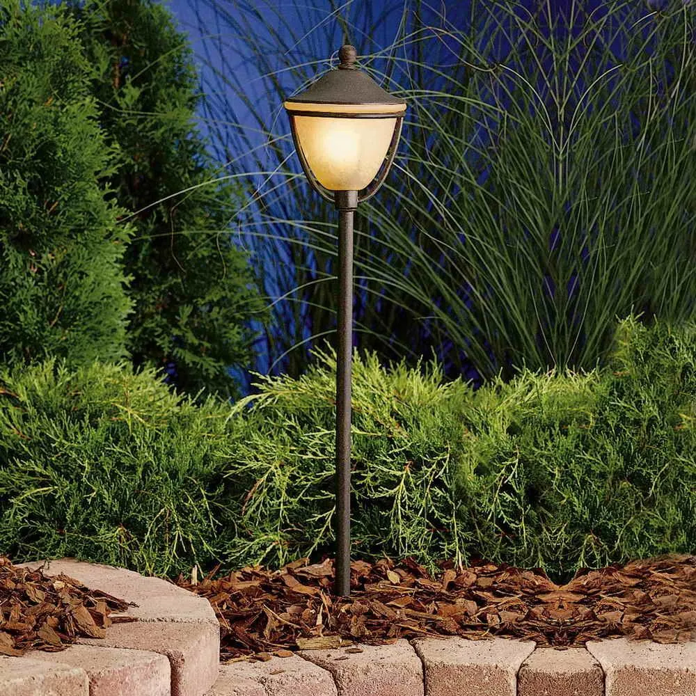 12V Round Lantern Landscape Path Light Textured Tannery Bronze