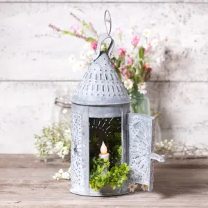 15-Inch Primitive Lantern in Weathered Zinc