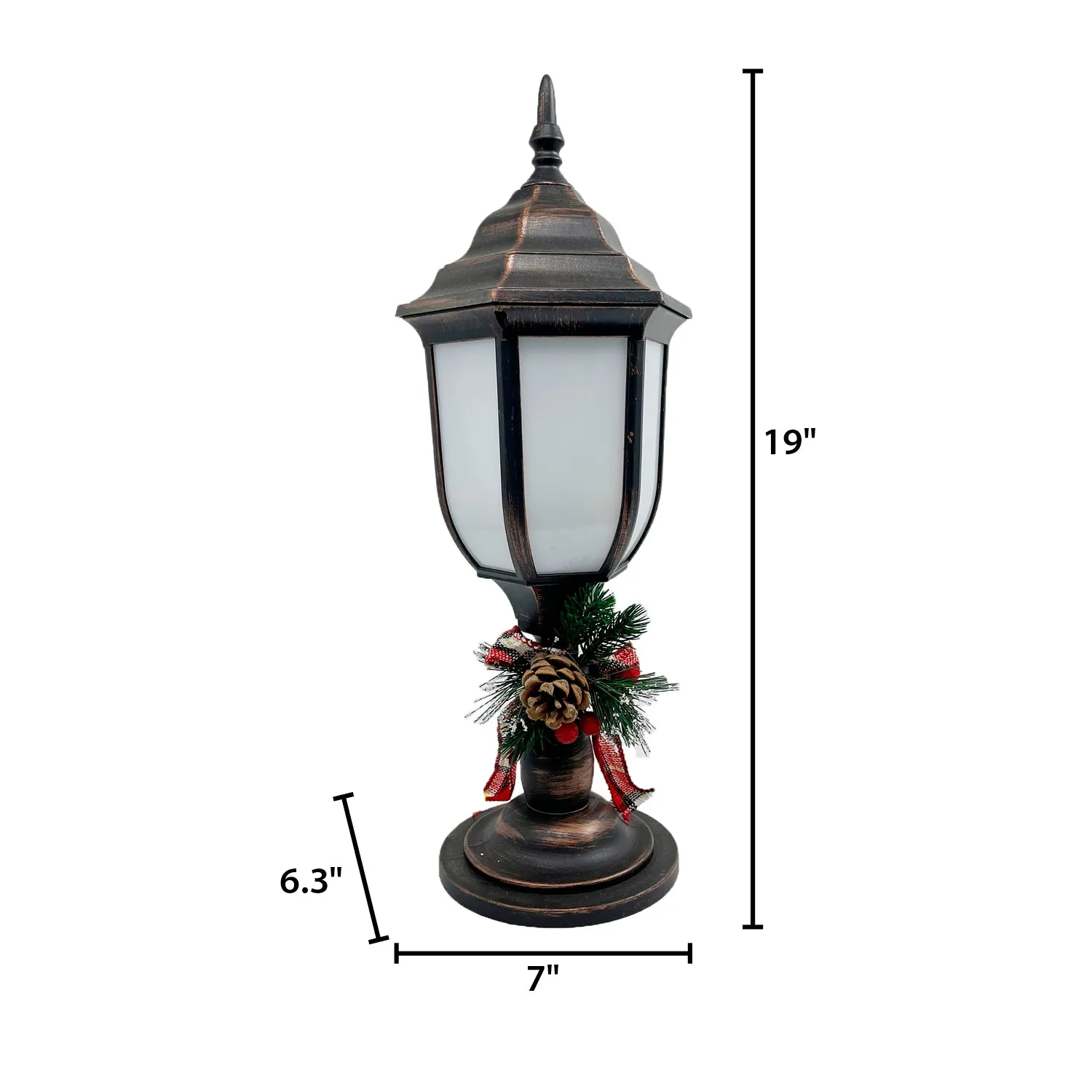 18.7in H brushed bronze plastic lantern with fireglow LED and timer