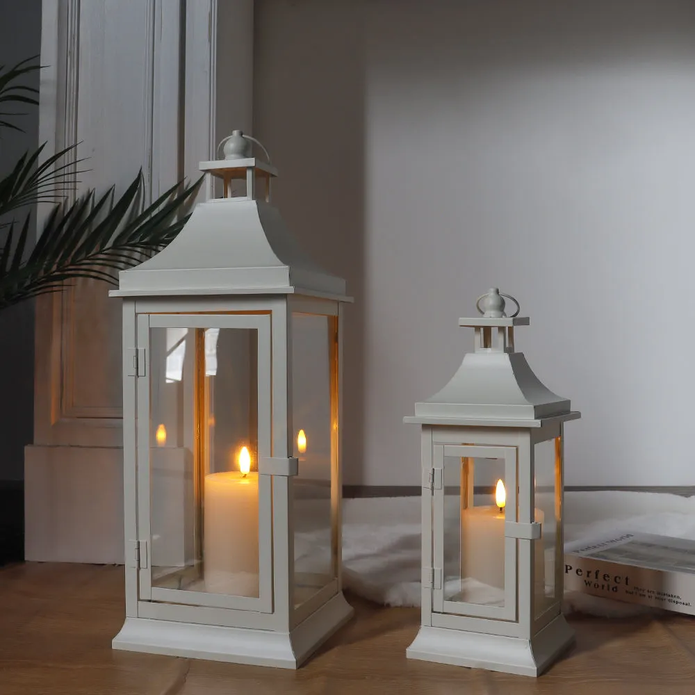 19.5''&13''Tall Set of 2 Outdoor Candle Lanterns