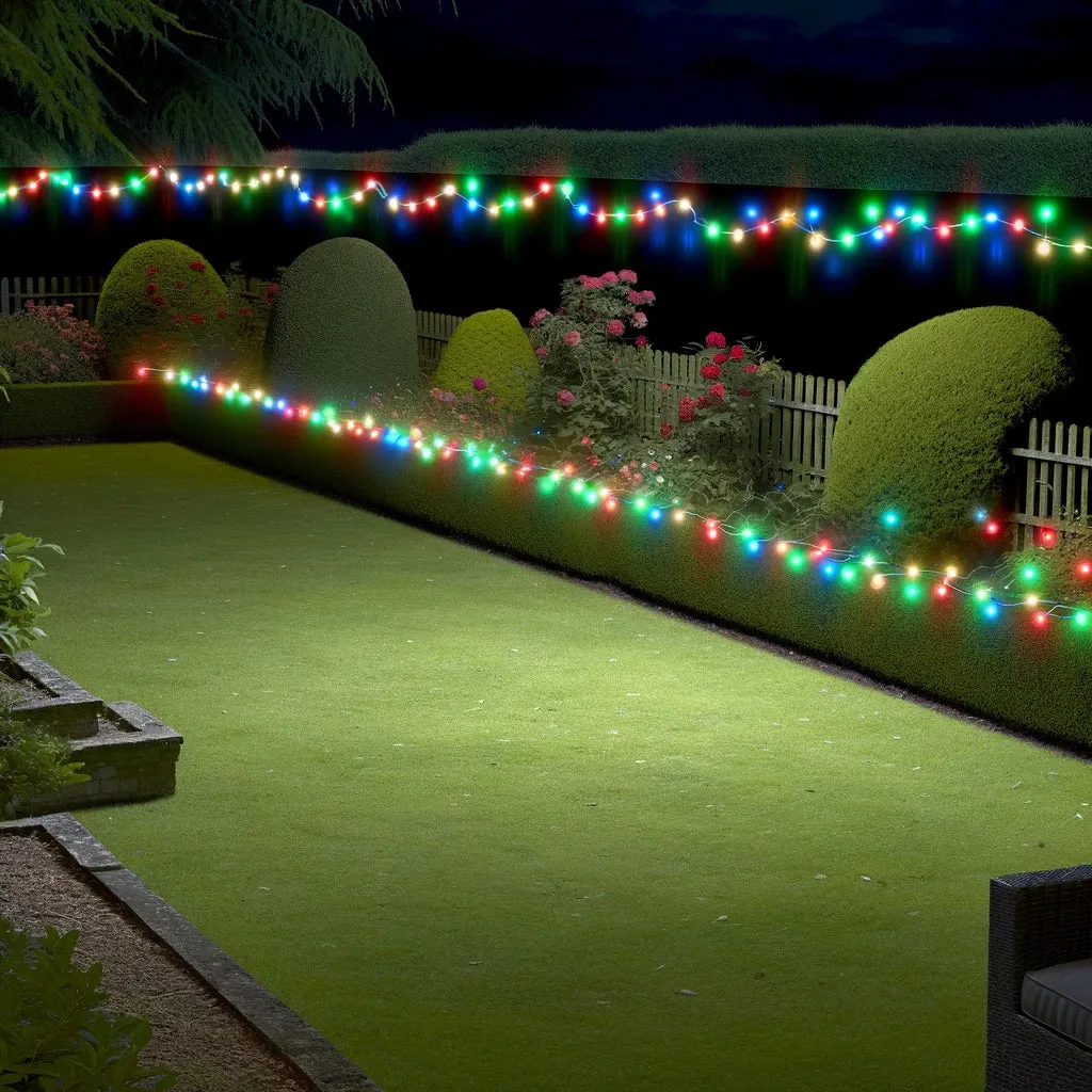 200 Multi-Colour LED Solar Fairy Lights - Dual Powered via USB