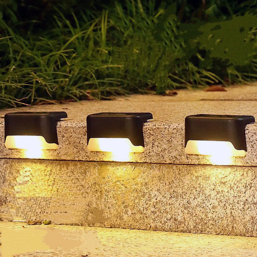 3-Piece Solar Deck Lights Set, Wireless, Waterproof, Warm White Light