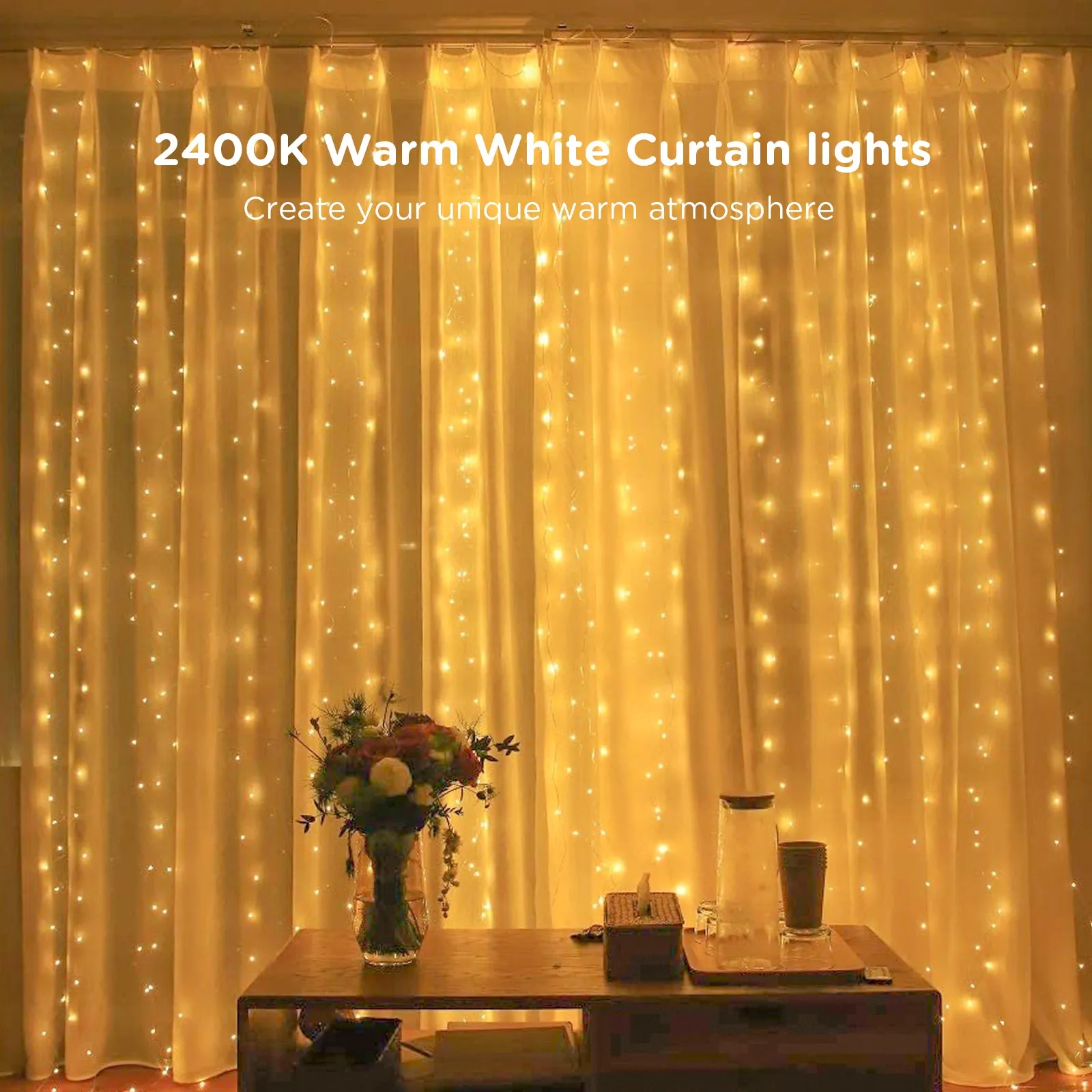 300 LED Indoor Curtain Light Warm White