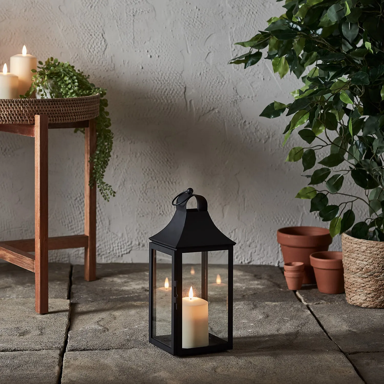 34cm Albury Black Garden Lantern with TruGlow® Candle