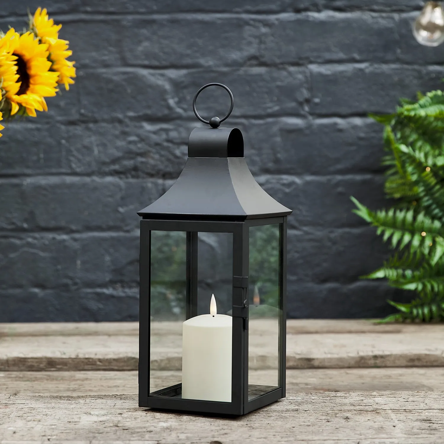 34cm Albury Black Garden Lantern with TruGlow® Candle