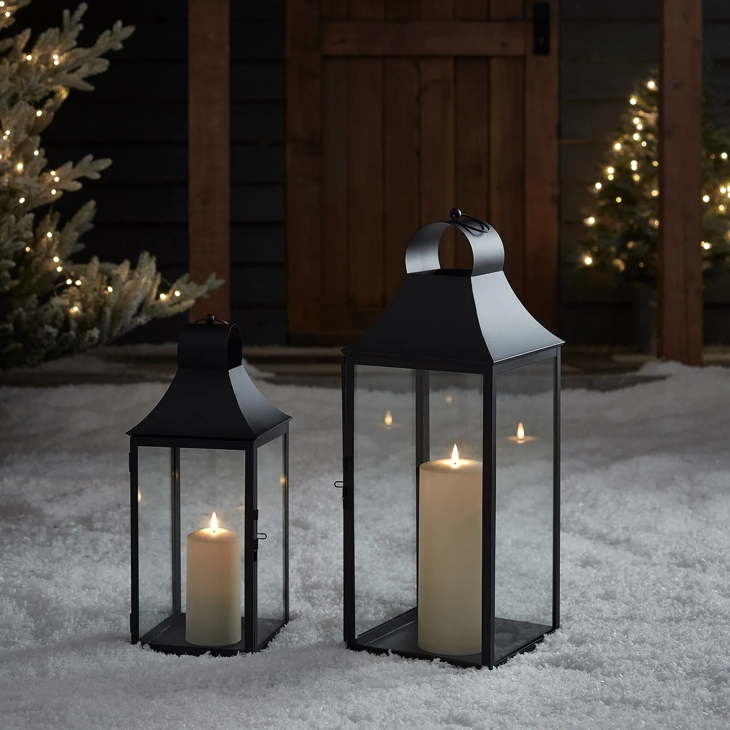 34cm Albury Black Garden Lantern with TruGlow® Candle