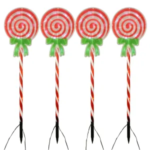 4 Christmas Candy Swirls Lollipop Pathway Lights Outdoor 75cm