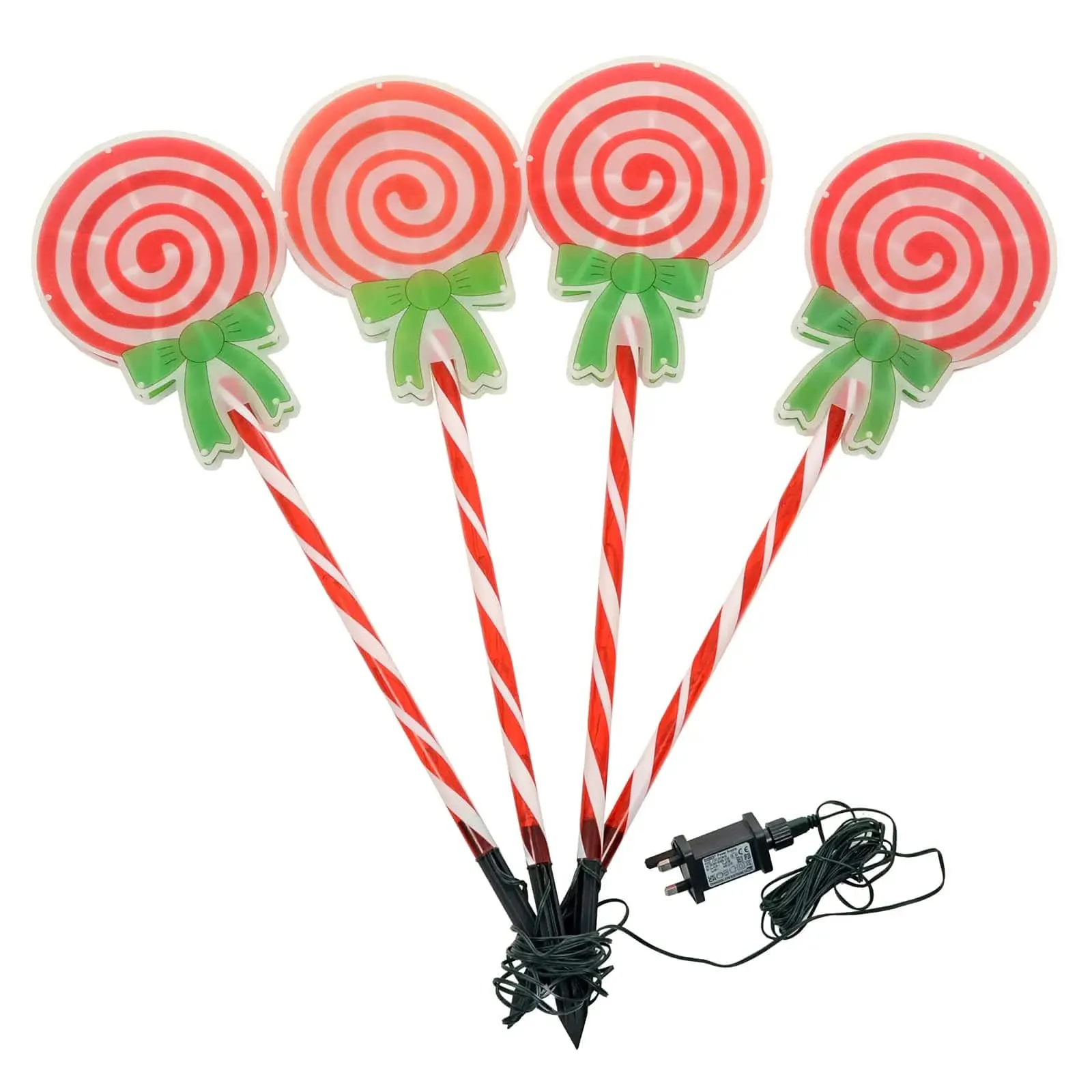 4 Christmas Candy Swirls Lollipop Pathway Lights Outdoor 75cm