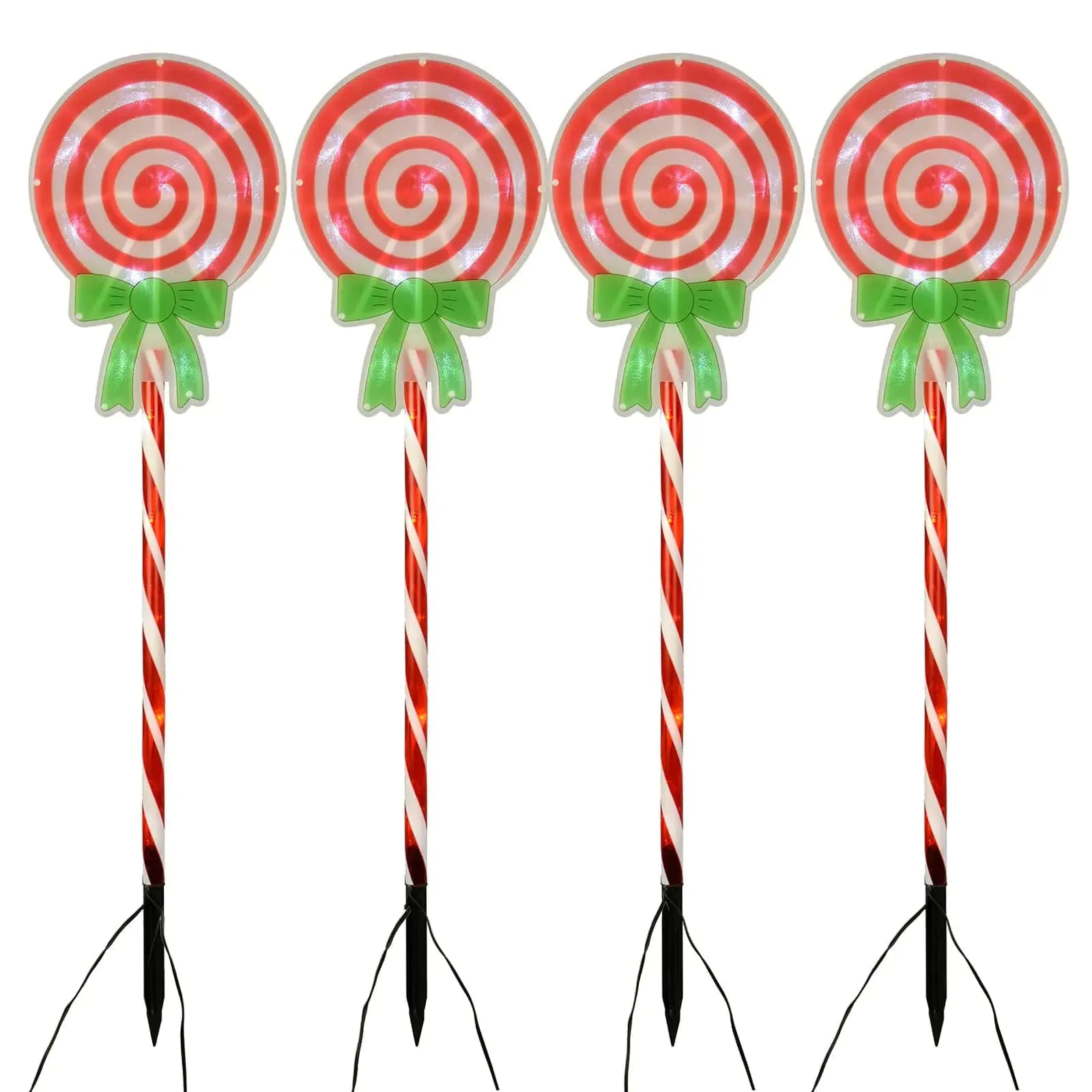 4 Christmas Candy Swirls Lollipop Pathway Lights Outdoor 75cm