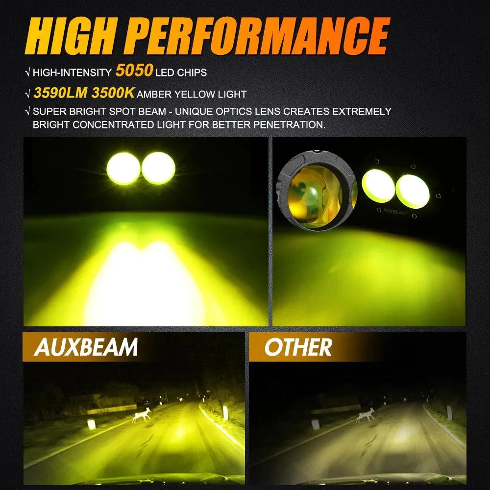 4 Inch 60W Square LED 3000K Spot/Flood Beam Amber LED Pod Lights