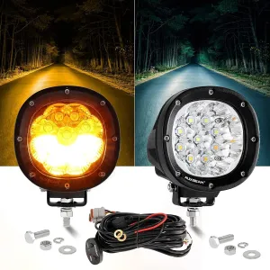 4 Inch White&Amber 6 Modes With Wiring Harness LED Pod Lights