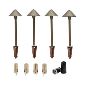 4 Pack Versaille Solid Brass Path & Area  Light - Professional Landscape Lighting