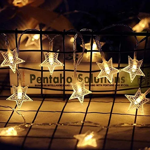 40 LED 14ft Star String Lights - Battery Operated - Warm White - 1 Pack