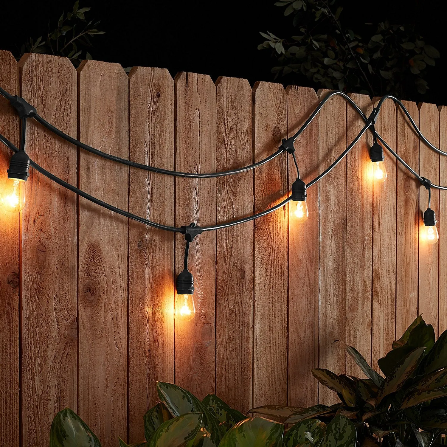 48 Foot Outdoor Weatherproof String Lights with 15 Incandescent Bulbs