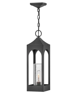 Amina One Light Hanging Lantern in Distressed Zinc