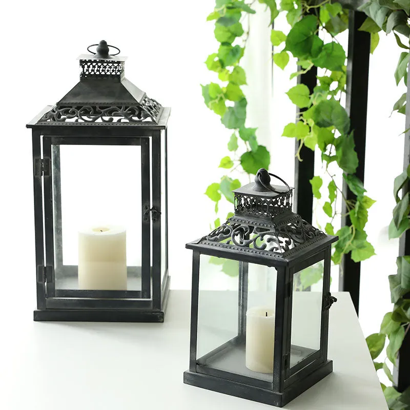 Antique Grey Brush Decorative Lanterns（ Set of 2 ）