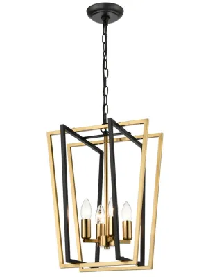 Aviator 4Lt Lantern - Matt Black & Aged Brass