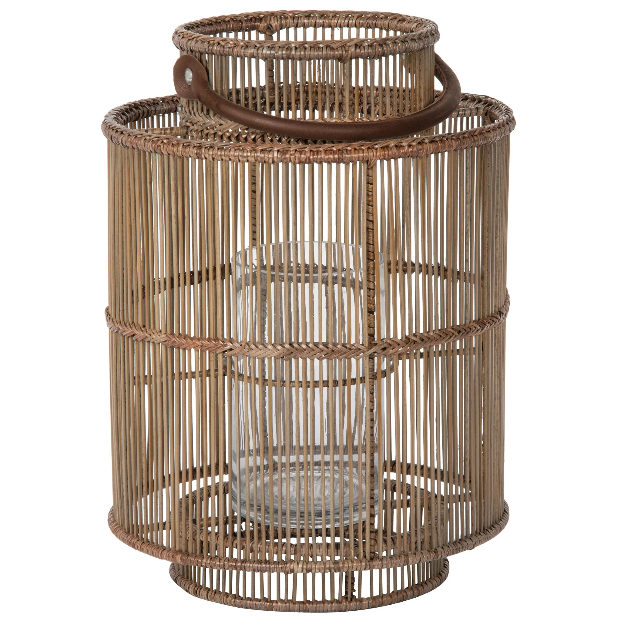 Baja Decorative Rattan Candle Hurricane Lanterns, Natural