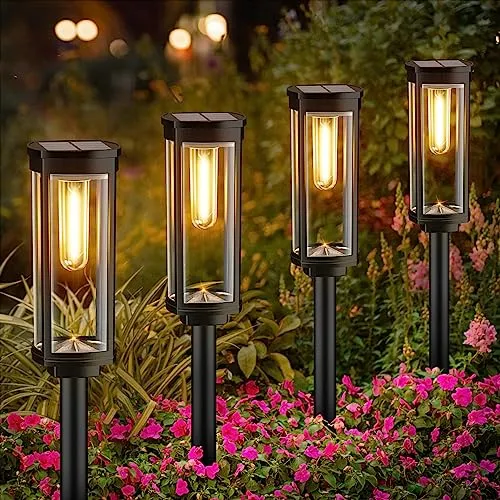 BITPOTT 8-Pack Bright Solar Pathway Lights - Outdoor Garden Landscape Lighting with Automatic On/Off Feature, Long-Lasting Solar Yard Lights for Lawn, Patio, Walkway, and Driveway Decoration