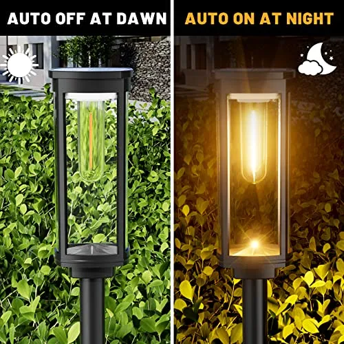 BITPOTT 8-Pack Bright Solar Pathway Lights - Outdoor Garden Landscape Lighting with Automatic On/Off Feature, Long-Lasting Solar Yard Lights for Lawn, Patio, Walkway, and Driveway Decoration