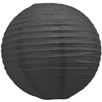 Black round paper lantern with LED light / no led light