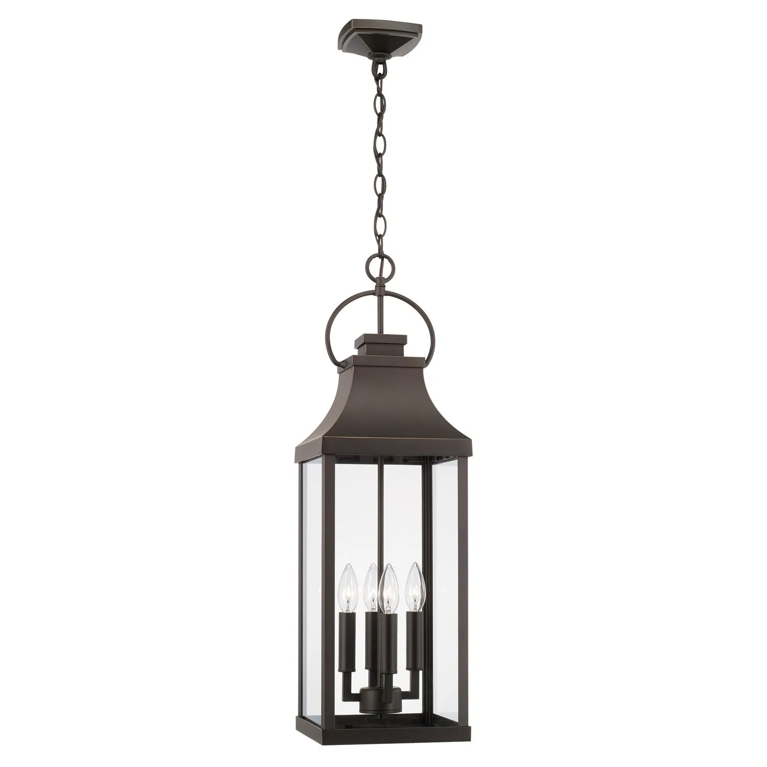 Bradford 4-Light Outdoor Hanging Lantern in Oiled Bronze