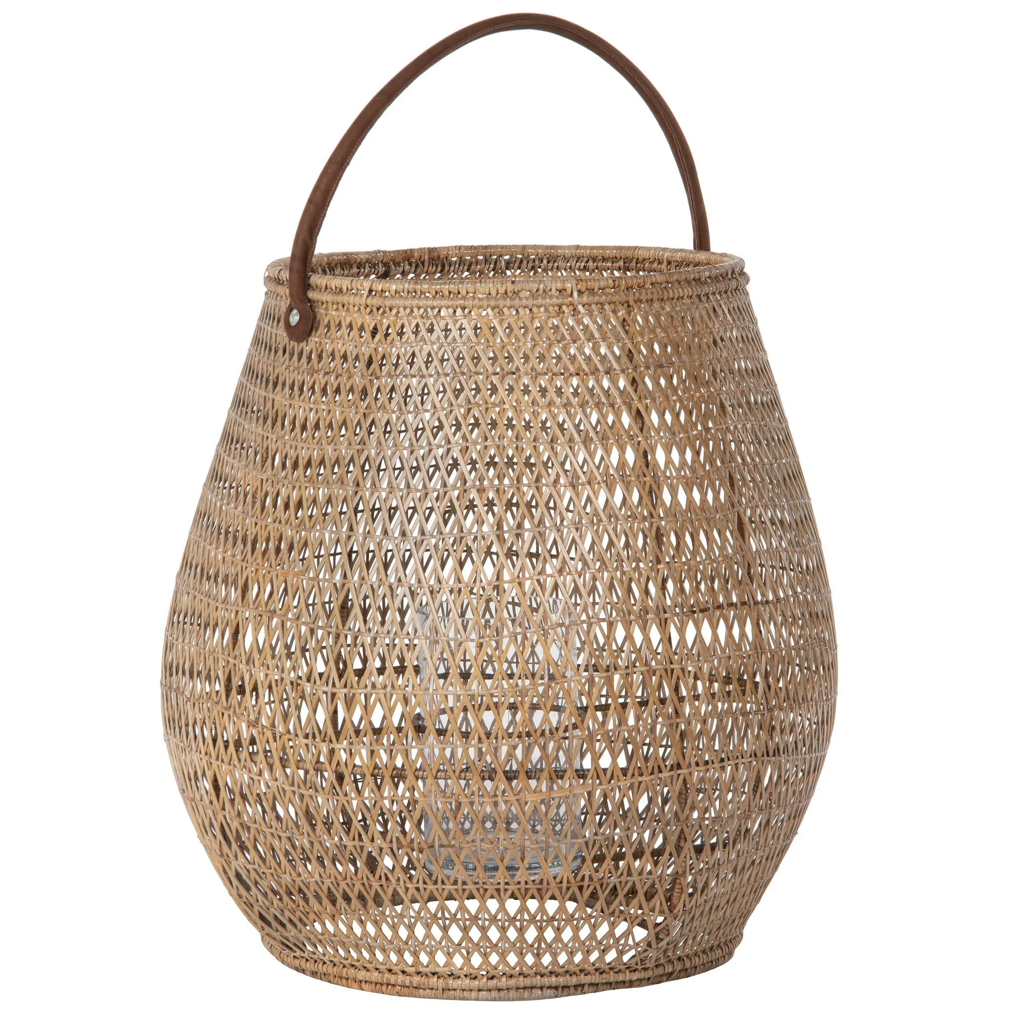 Cabo Tulip Decorative Rattan Hurricane Lanterns, Natural