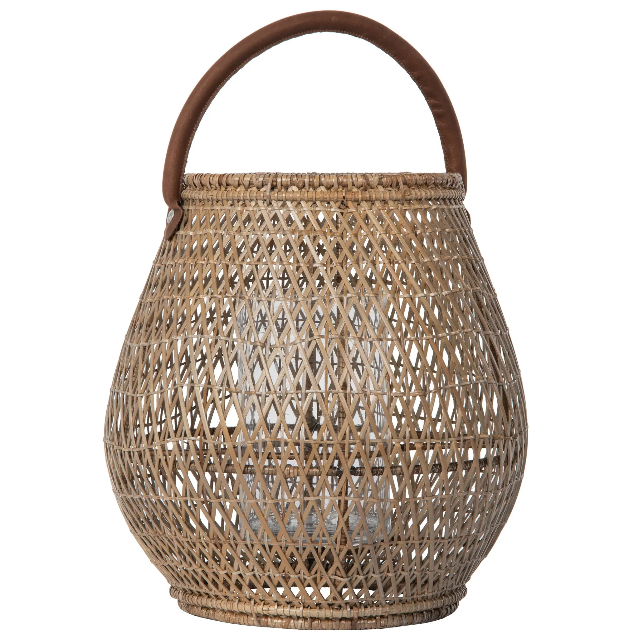 Cabo Tulip Decorative Rattan Hurricane Lanterns, Natural