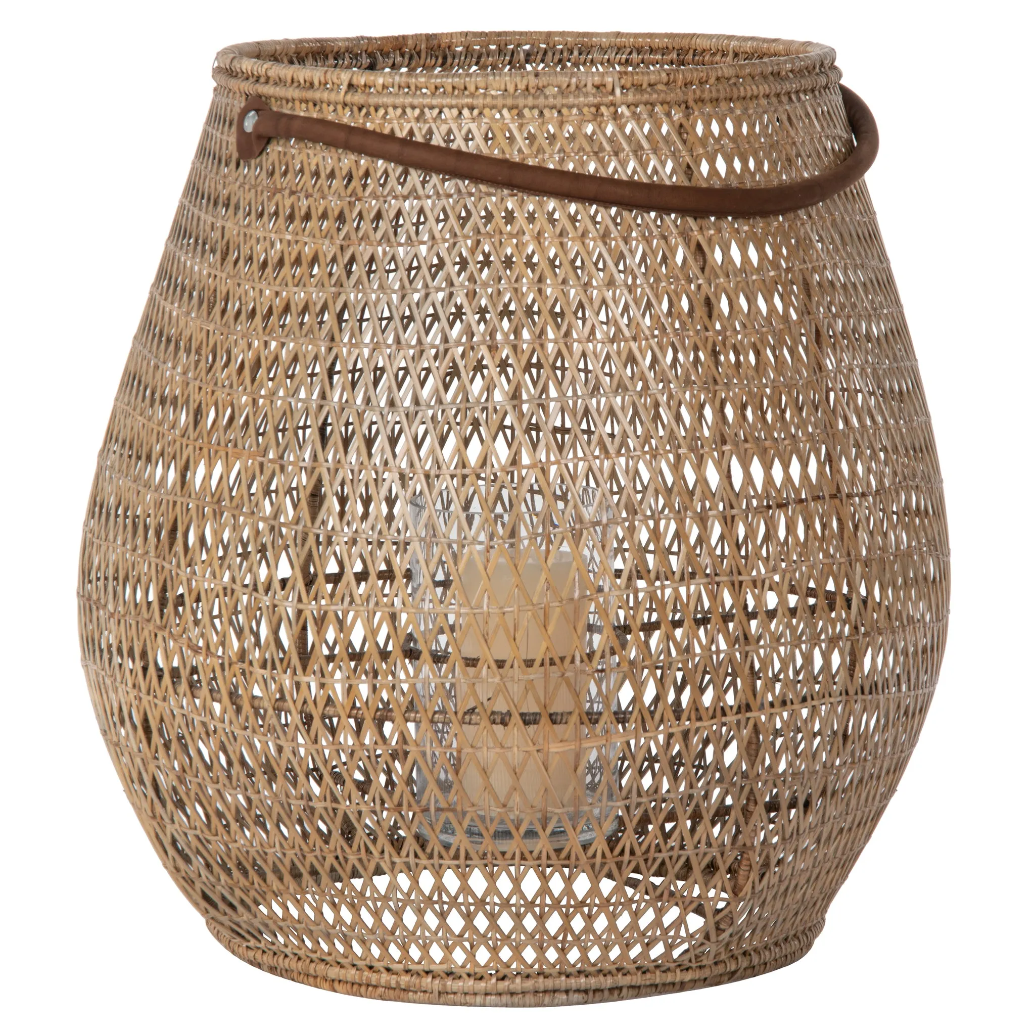 Cabo Tulip Decorative Rattan Hurricane Lanterns, Natural