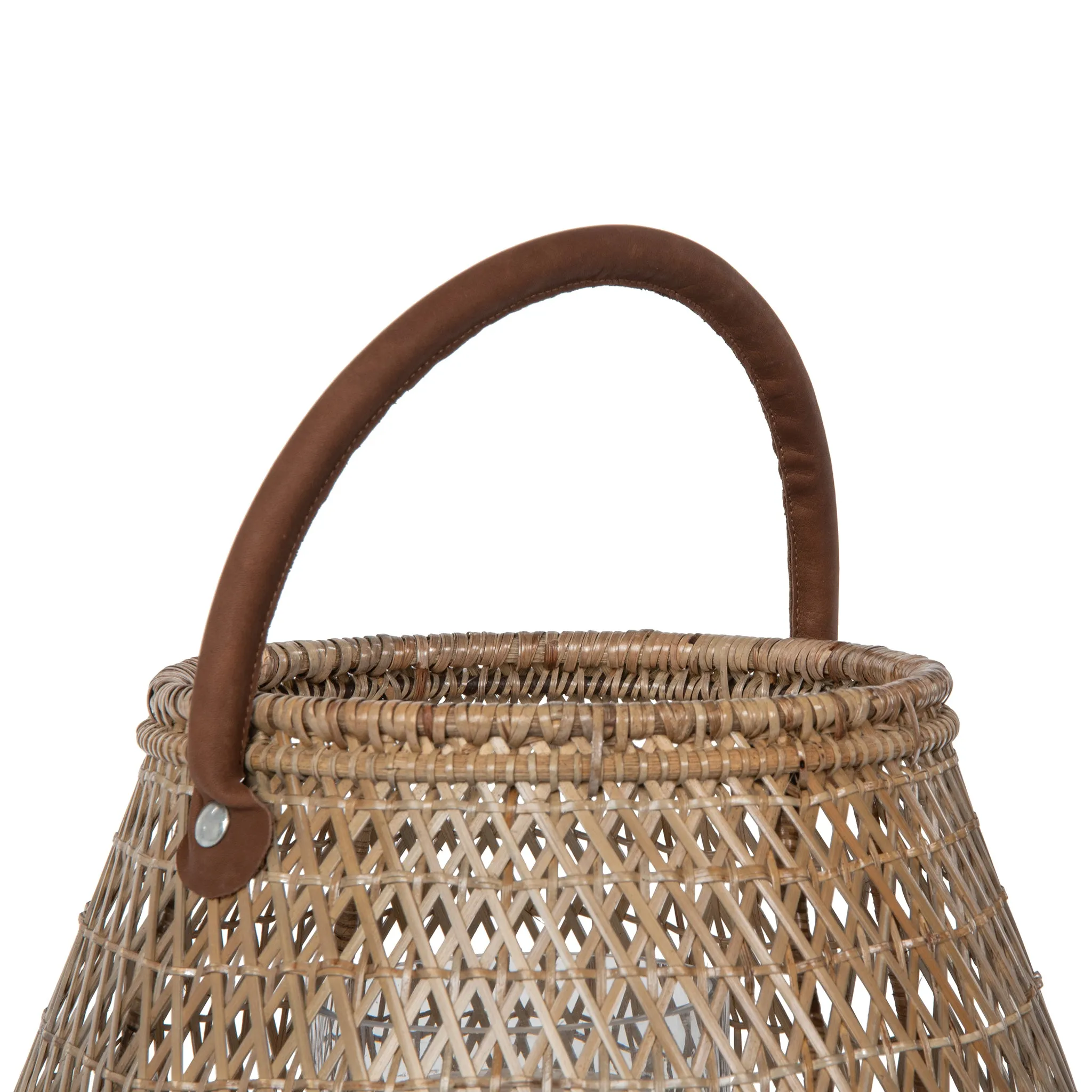 Cabo Tulip Decorative Rattan Hurricane Lanterns, Natural