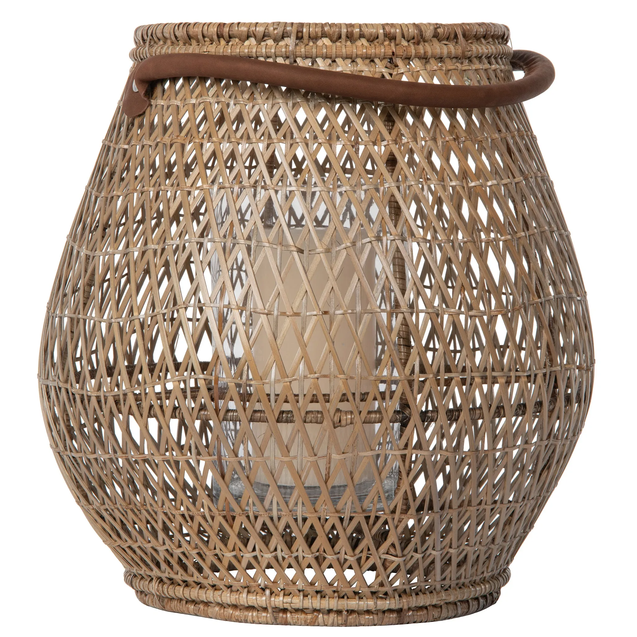 Cabo Tulip Decorative Rattan Hurricane Lanterns, Natural