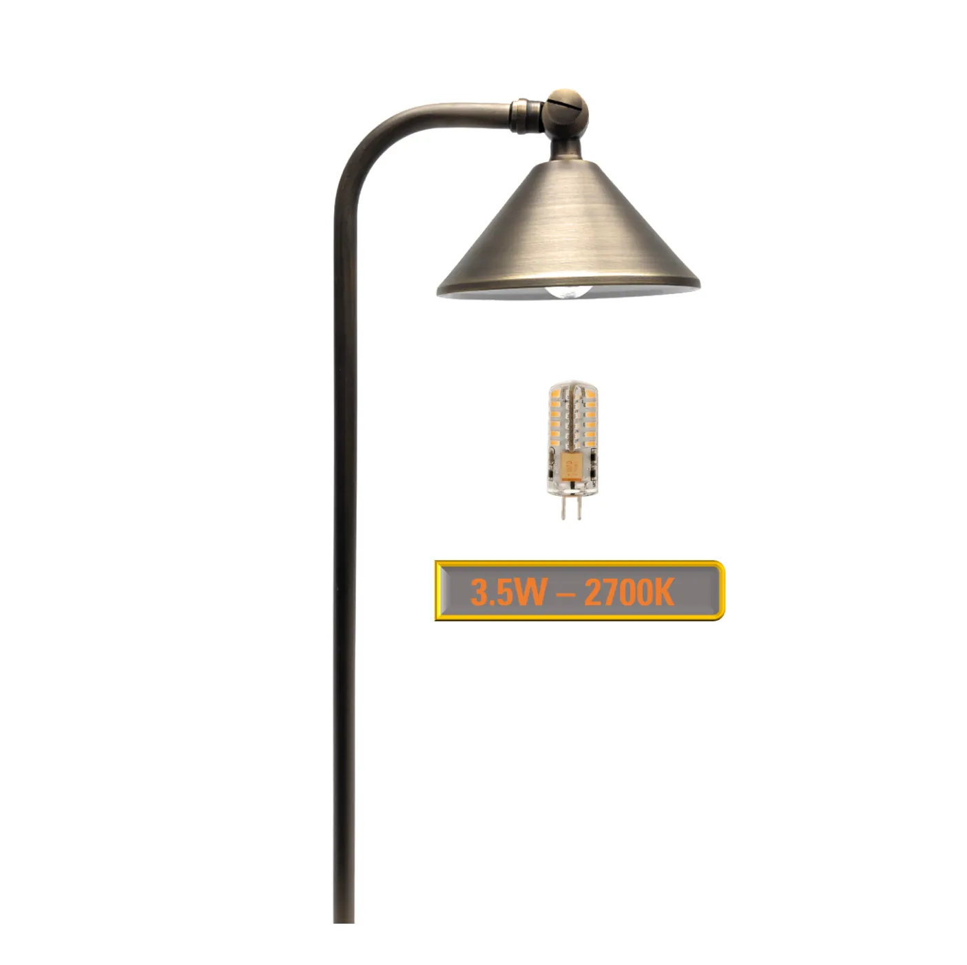 Casquette Solid Brass Directional Pathway Light Antique Bronze