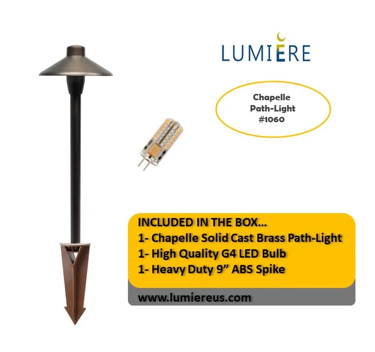 Chapelle 4 Pack Solid Cast Brass Pathway Light - Natural Bronze