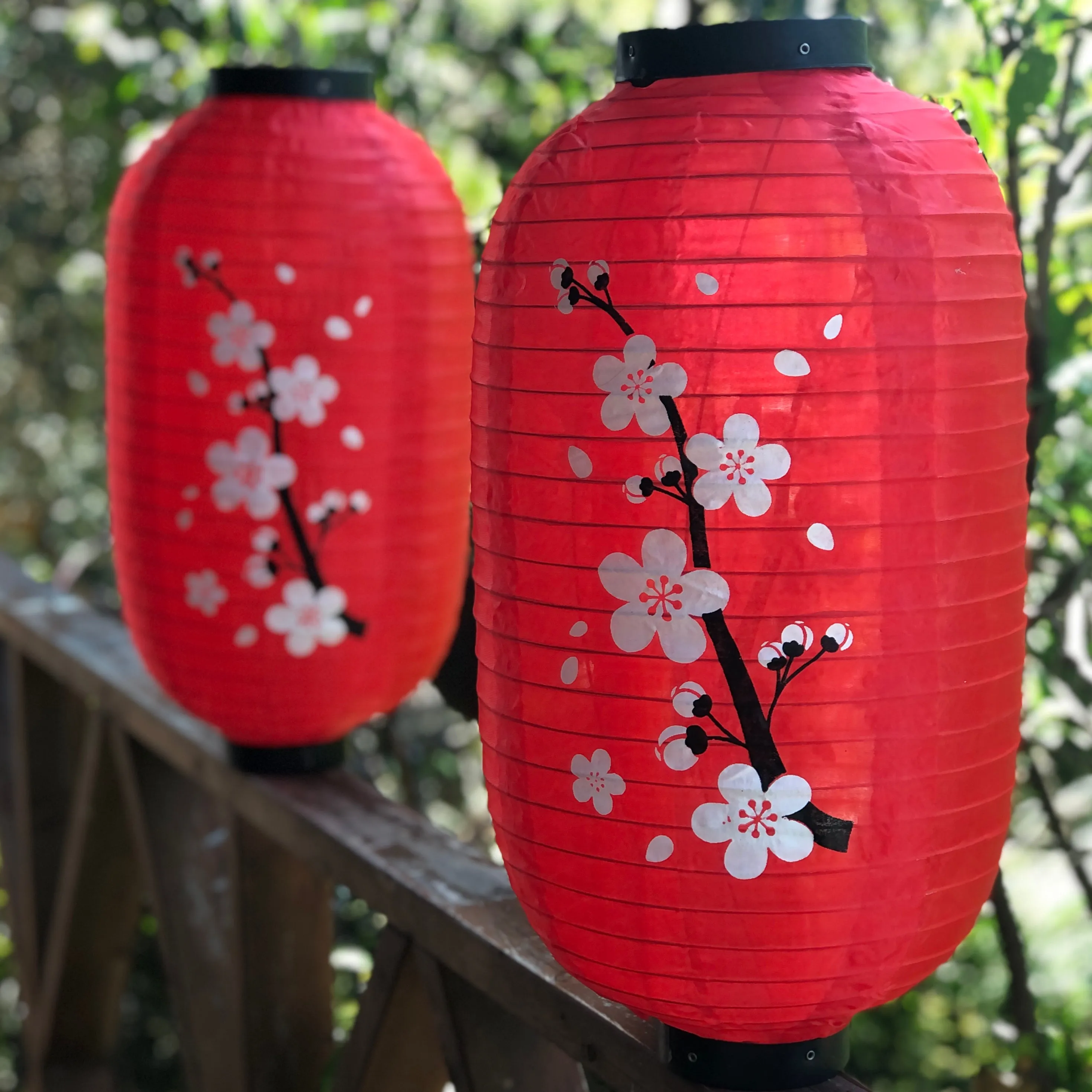 Cherry Blossom Lanterns 25cm x 45cm - Red Nylon 2 PACK