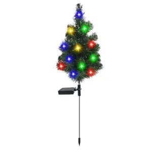 classic Solar Christmas Tree Garden Stake Lights, Xmas Tree Solar Yard Landscape Path Lights, Outdoor Waterproof Christmas Pathway Lights for Christmas Decoration Pathway Garden Patio Yard Patio,30in A(1pcs colored light)