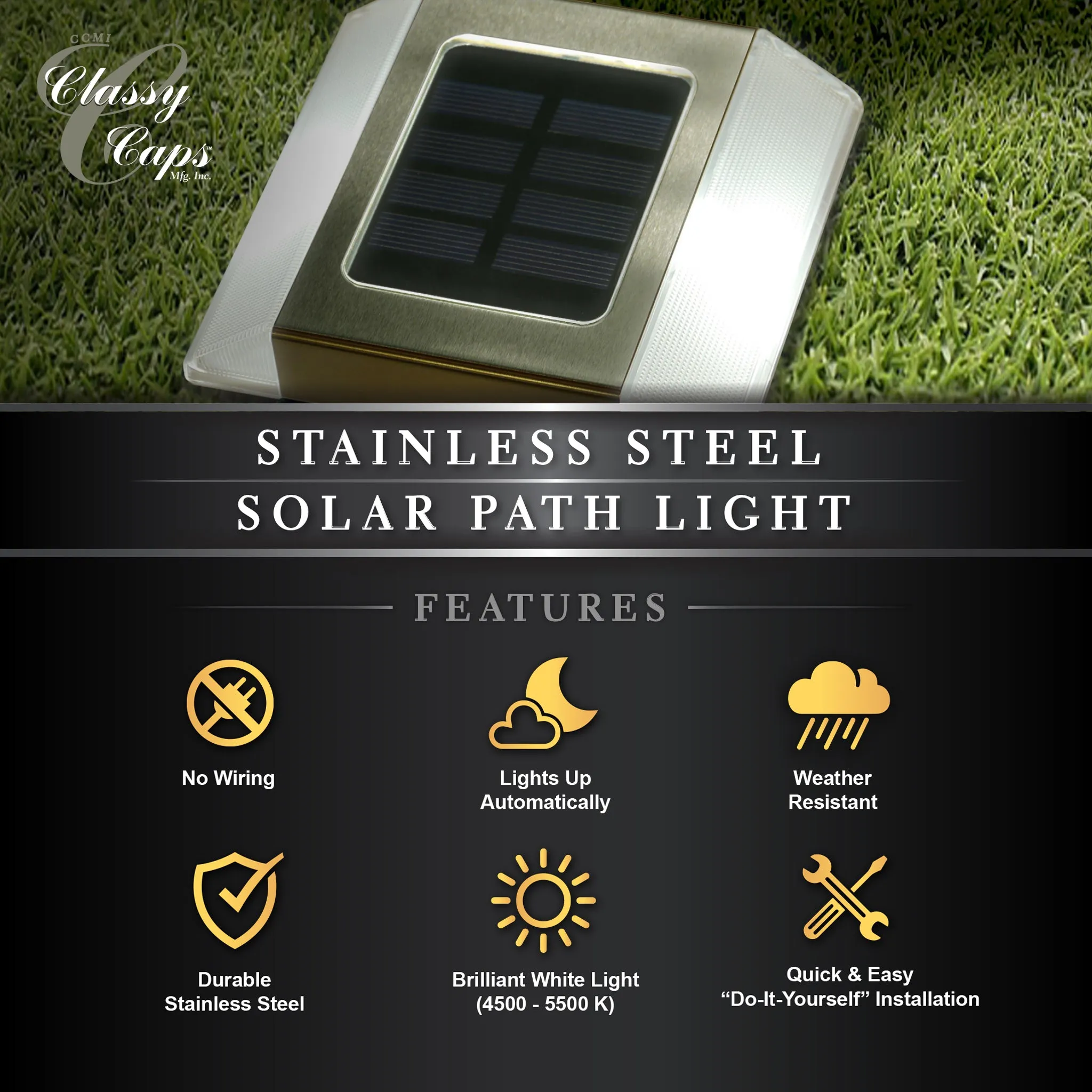 Classy Caps Stainless Steel Solar Path Light SL499