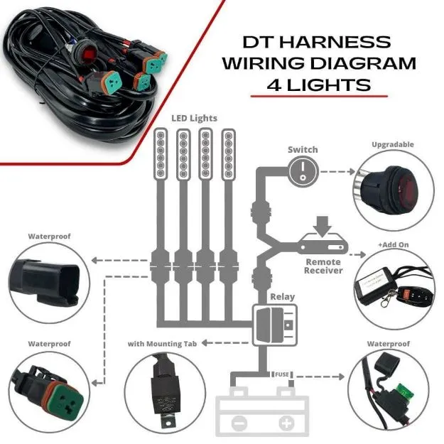 Extreme LED Harness to Control 4 Lights (DT)