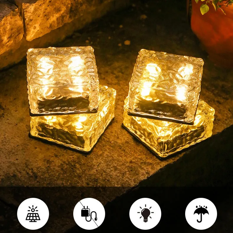 Garden Solar Ice Cube Charming Glass Brick Lights