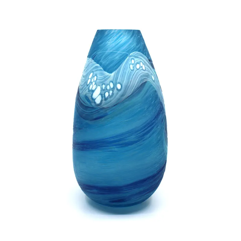 Huka Falls Volcanic Teardrop Glass Vase - Blue