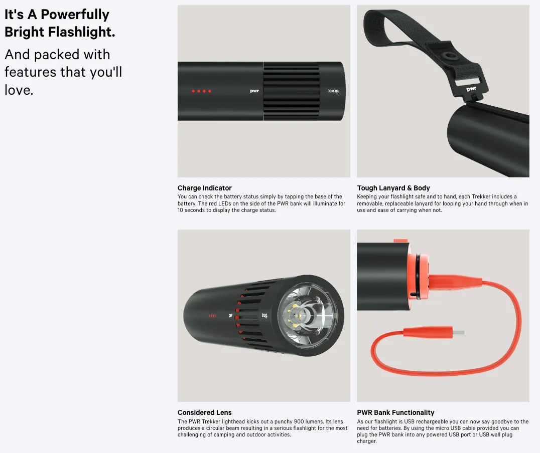 Knog PWR Trekker 1000 Lumens Adult Unisex, Black, One Size