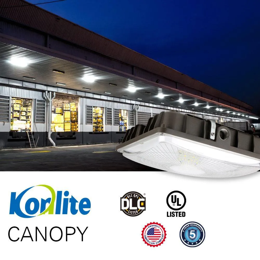 Konlite LED Canopy Area Light - 40W - 5,450 Lumens - 5000K - Non-Dimmable -120-277V - 100W Equal