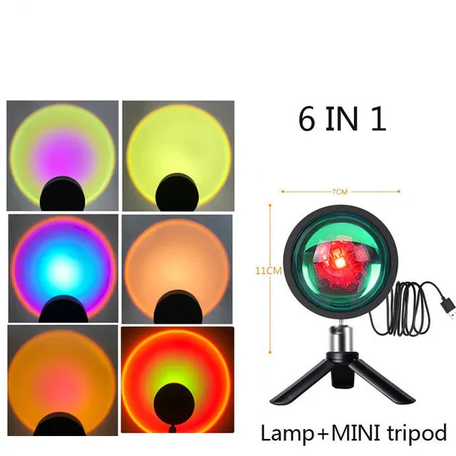 Lamp Rainbow Atmosphere Led Night Light Sunset Light For Home Bedroom Background Wall  USB Table Lamp