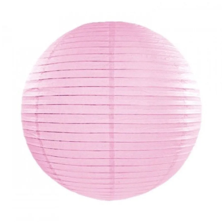 Light pink round paper lantern  with LED light / no led light